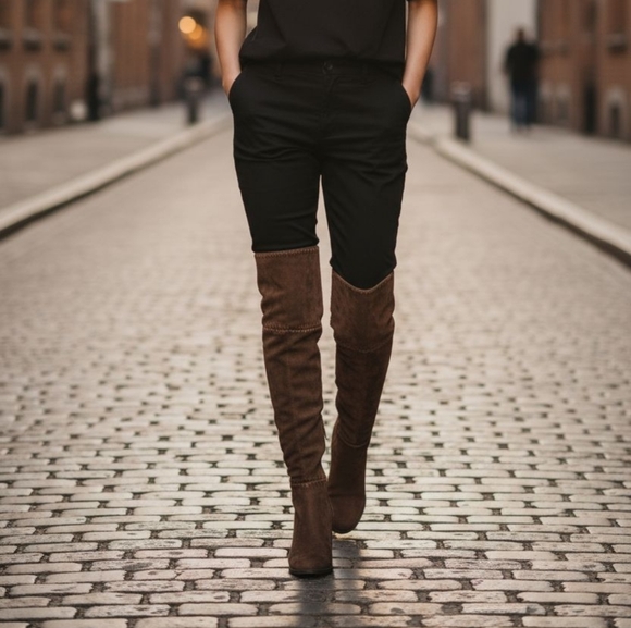 Brown Over the Knee Boots - Picture 2 of 9